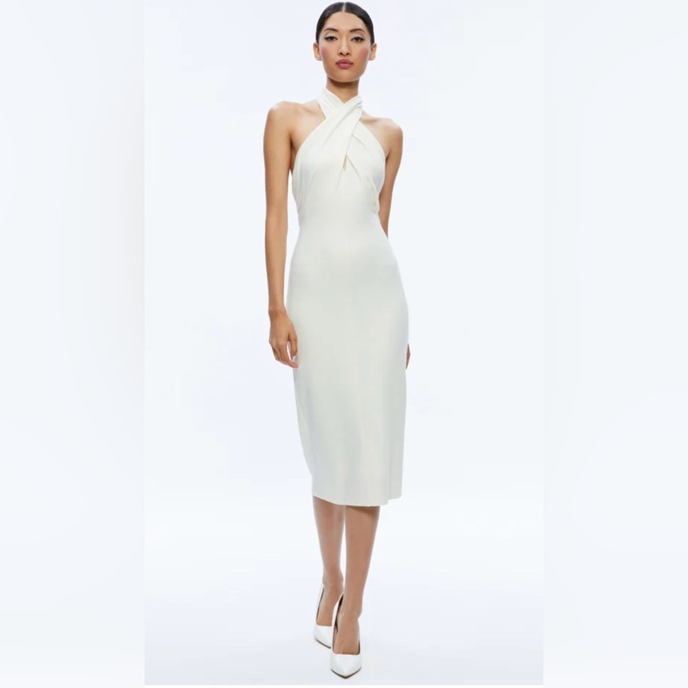 NWT Alice + Olivia Women's  Suellen Halterneck Wool Dress size 12